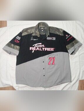 REALTREE NASCAR Winston Cup Driving SIGNED Camo Button Shirt - XL/XXL